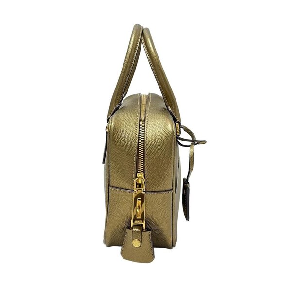 Auth PRADA - BN1113 Gold Leather Handbag - Picture 4 of 8